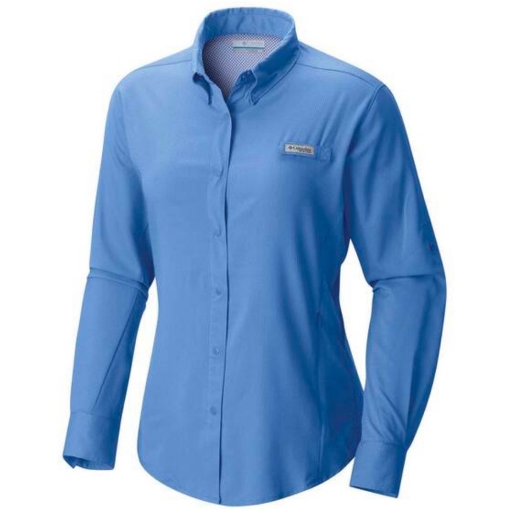 NWT Columbia PFG Tamiami II Blue Long Sleeve Fishing Shirt Medium